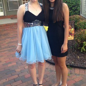 Blondie Nites by Stacy Skylar Short Blue/Black Halter Dress *Originally $139.00*